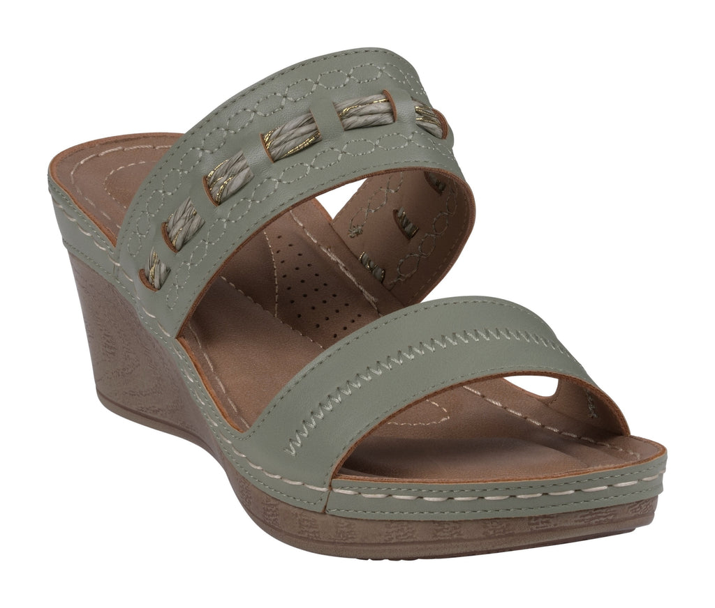 Mariah Green Wedge Sandals 