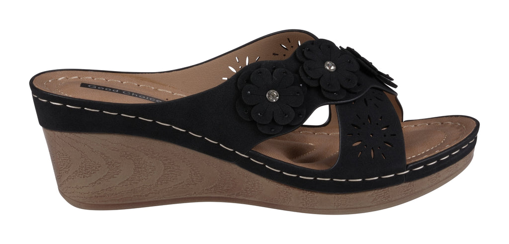 Miller Black Wedge Sandals Side