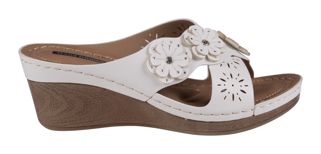Miller White Wedge Sandals Side