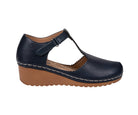 Mondo Navy T-Strap Wedge Sandal by GC Shoes – view 2