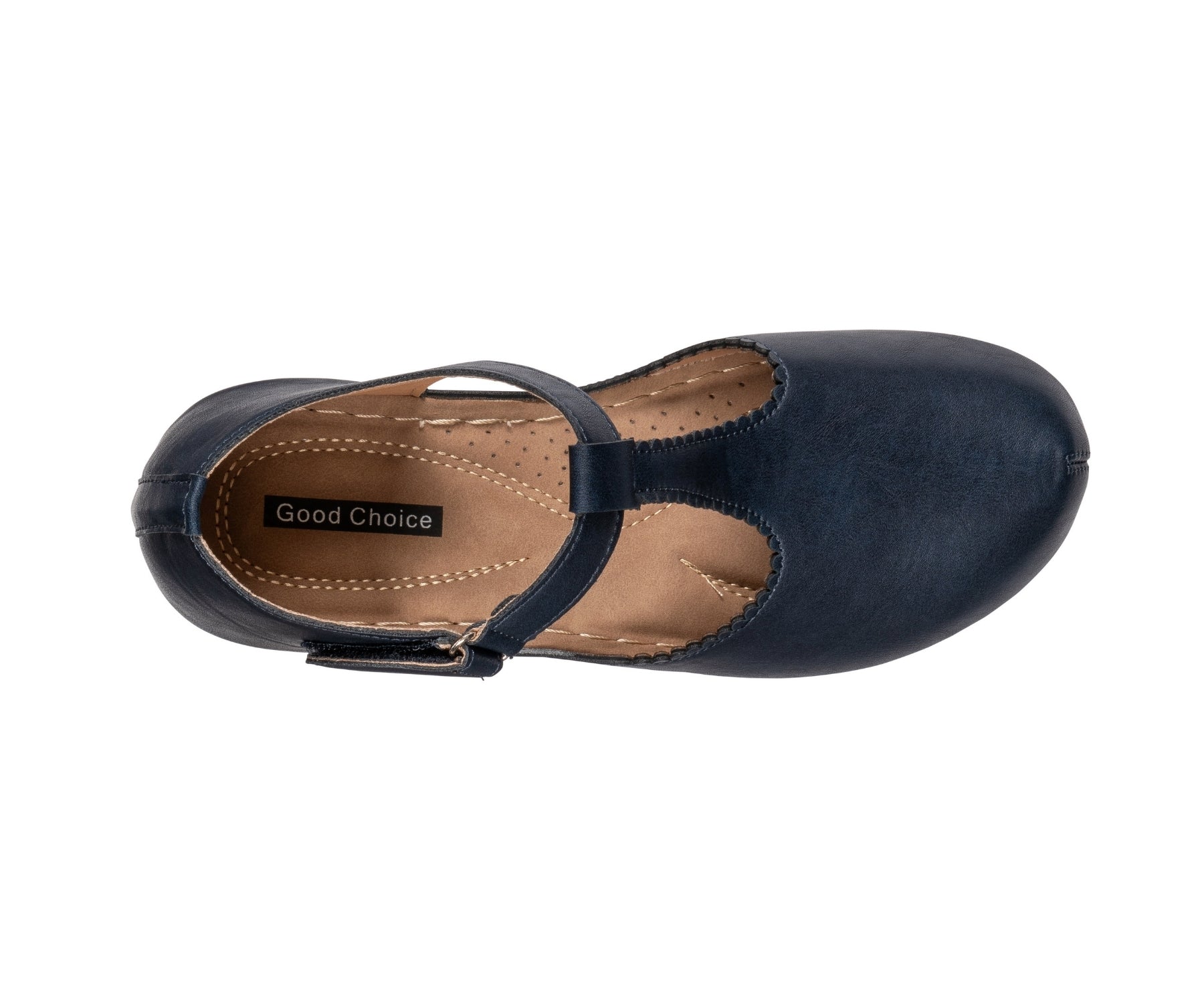 Mondo Navy T-Strap Wedge Sandal by GC Shoes – view 3
