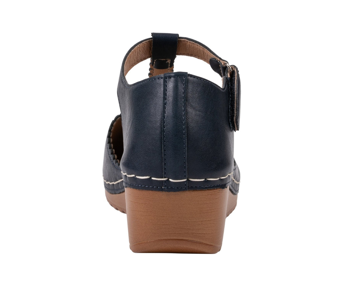 Mondo Navy T-Strap Wedge Sandal by GC Shoes – view 4