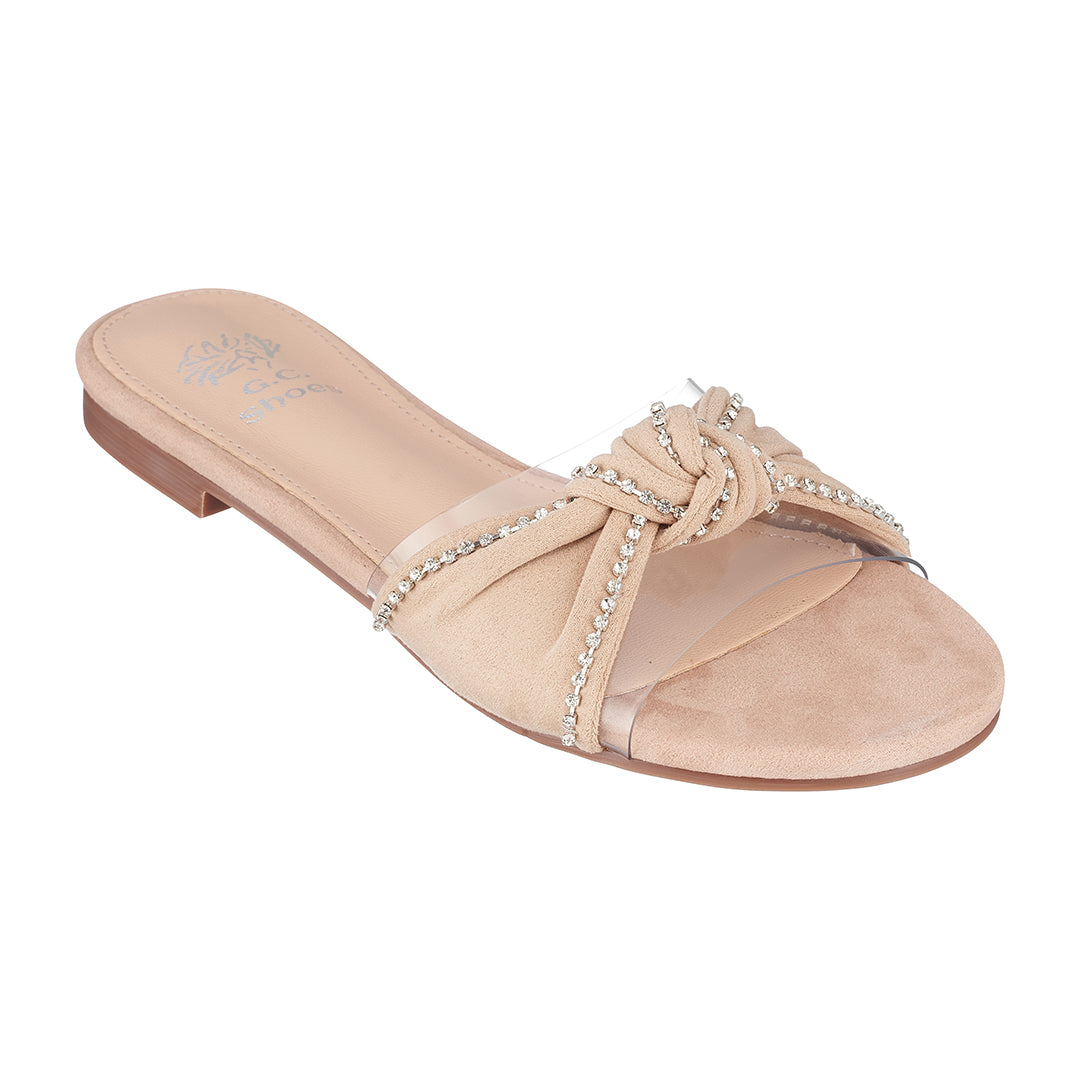 Rihanna Nude Flat Sandals – GC Shoes