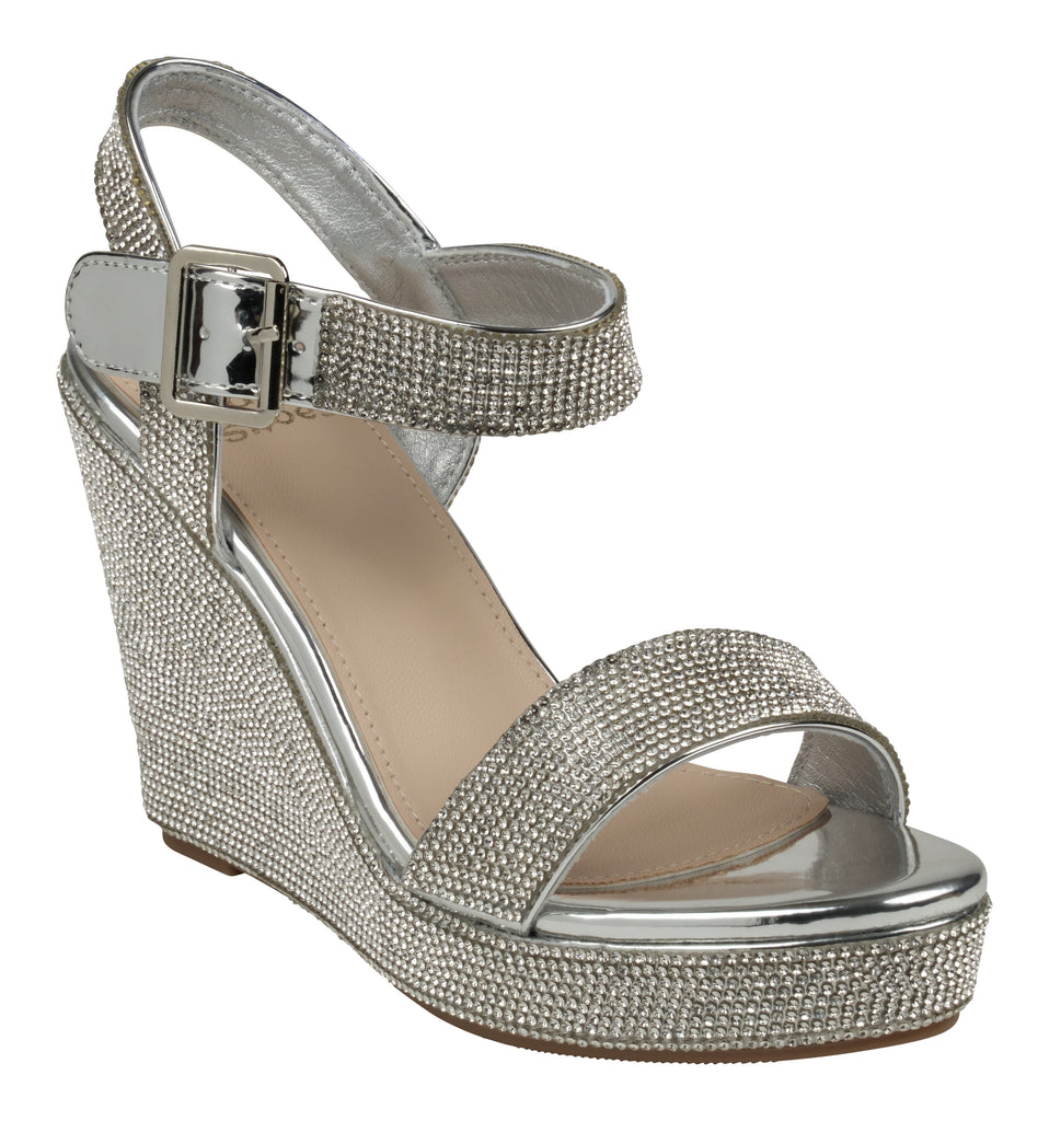 Betty Silver Wedge Sandals 