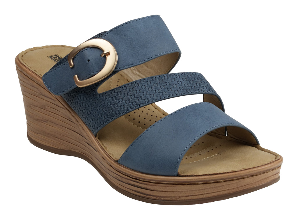 Odalis Blue Wedge Sandals 