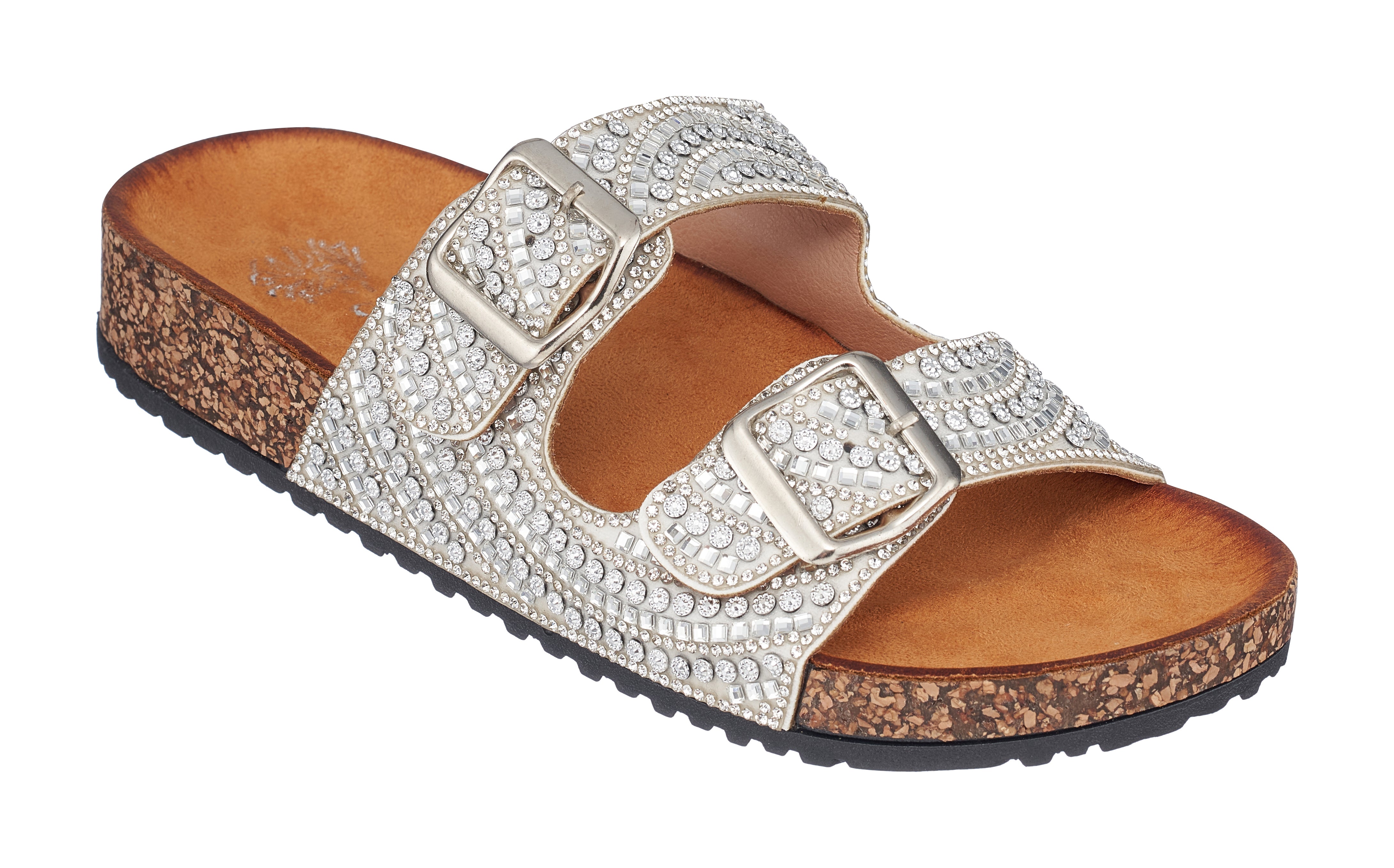 Holly Silver Footbed Sandals GC Shoes