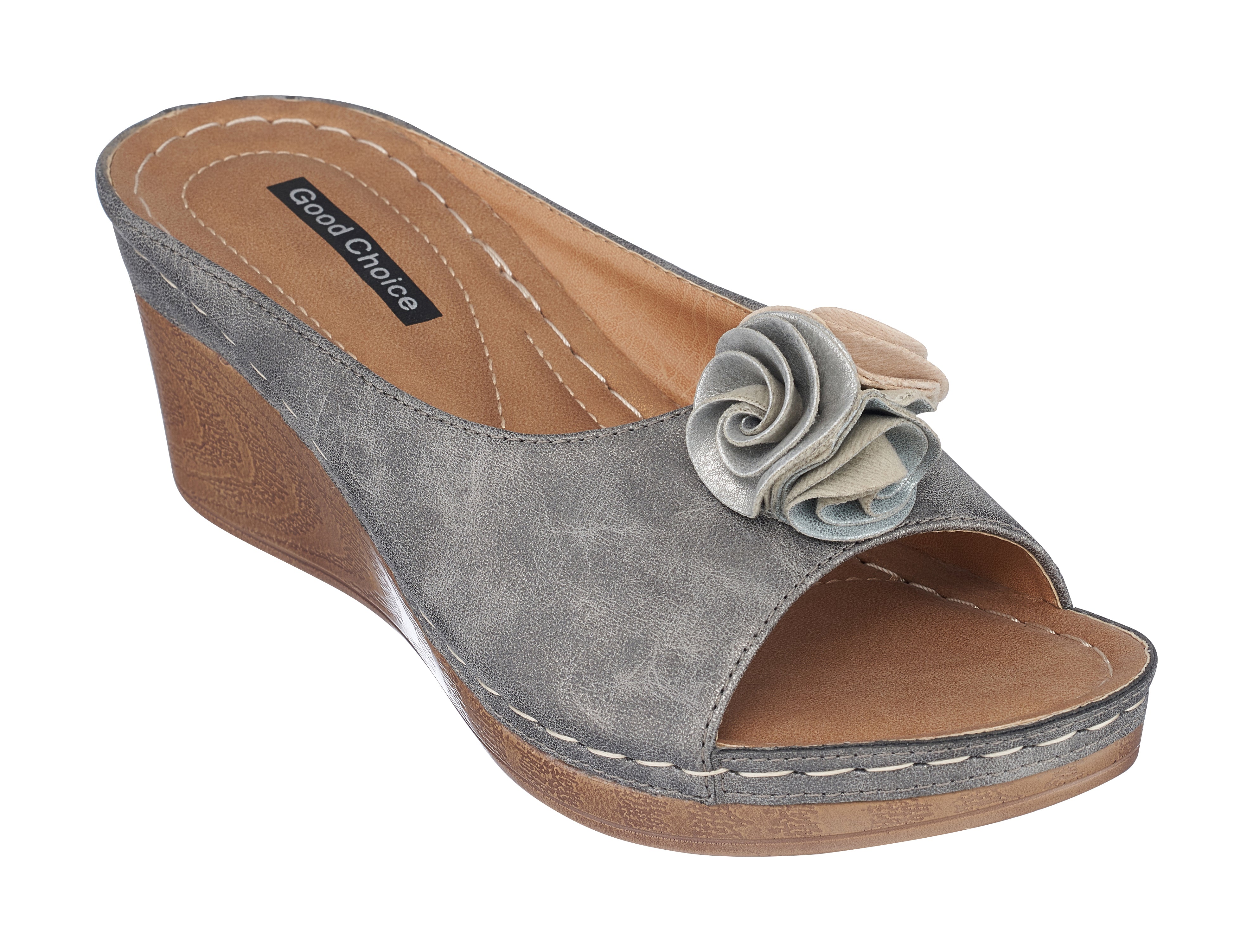 Pewter on sale wedge sandals